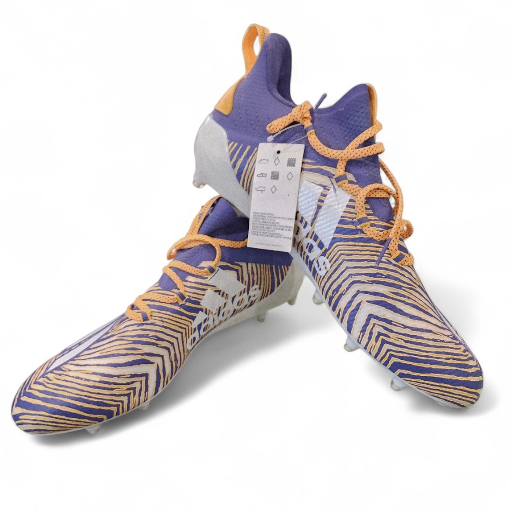 NEW Adidas Adizero Football Cleats Men’s Size 14 Purple Yellow NWT - Picture 4 of 9